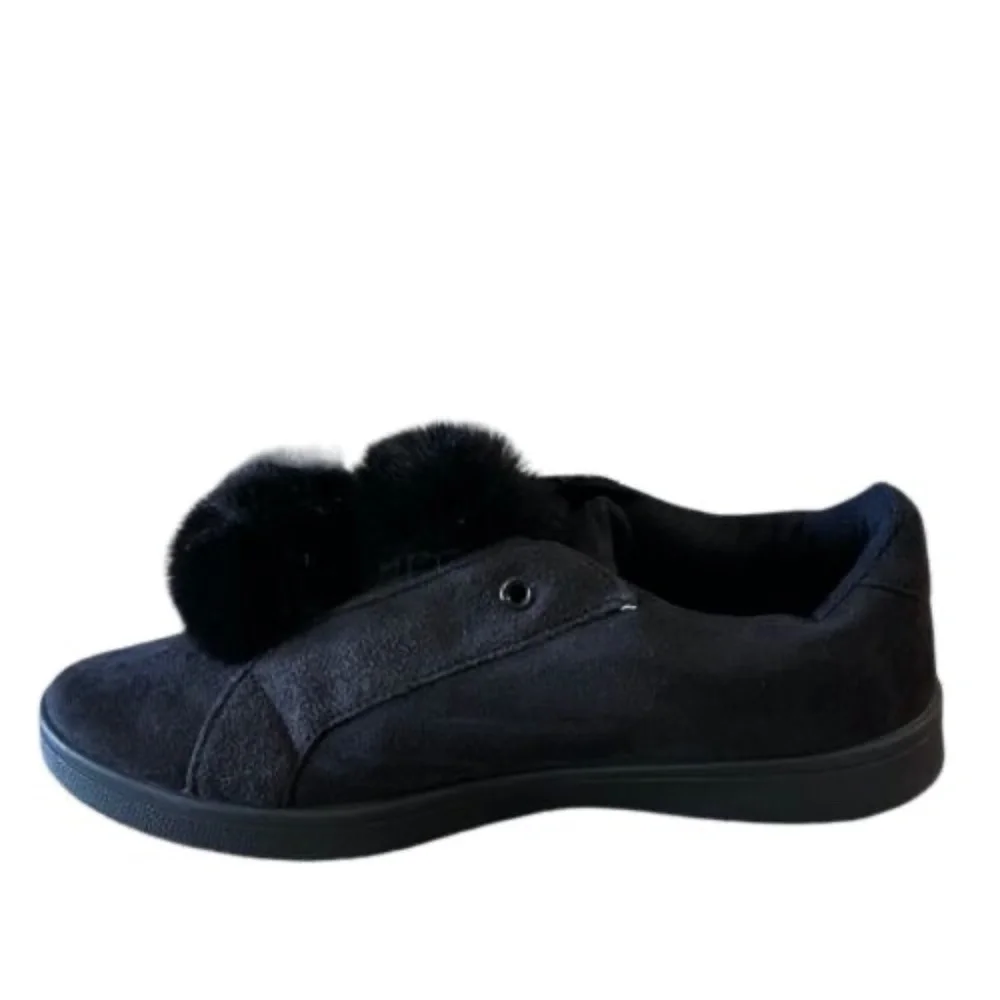 Charles Albert Womens Slip On Shoes Size 8 Black‎ Pom Pom Casual Shoe